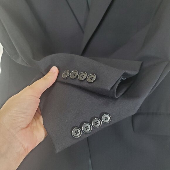 HICKEY FREEMAN Mens Sport Coat SZ 40R 100% Wool 2 Button Black Stripe Lined Vent - Picture 8 of 13